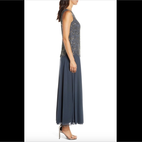 NEW Pisarro Nights Beaded Mock Two-Piece Gown‎ - Picture 3 of 8